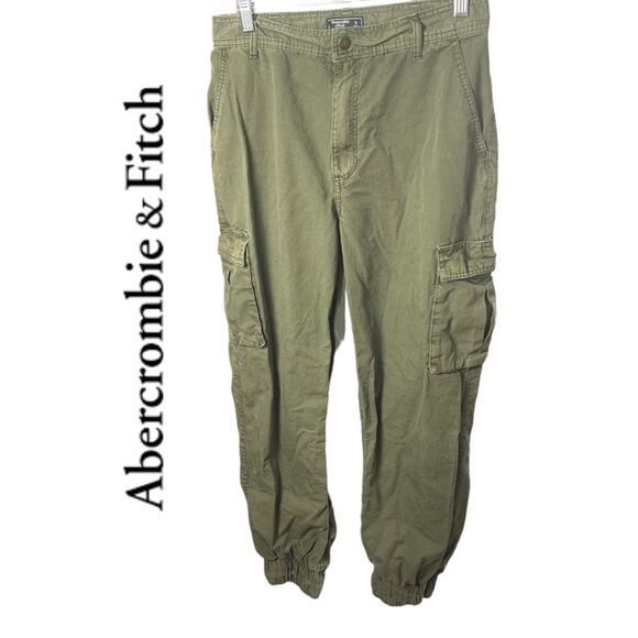 Olive Green Cargo Jogger Pants, Casual, Weekend, Lounge, Grunge S - Picture 1 of 7
